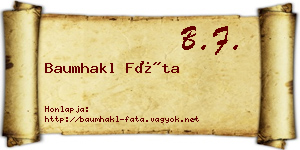 Baumhakl Fáta névjegykártya